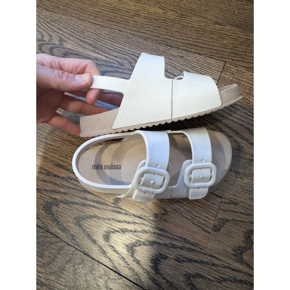 Mini Melissa White and Tan Kids Buckle Sandals - Picture 14 of 15